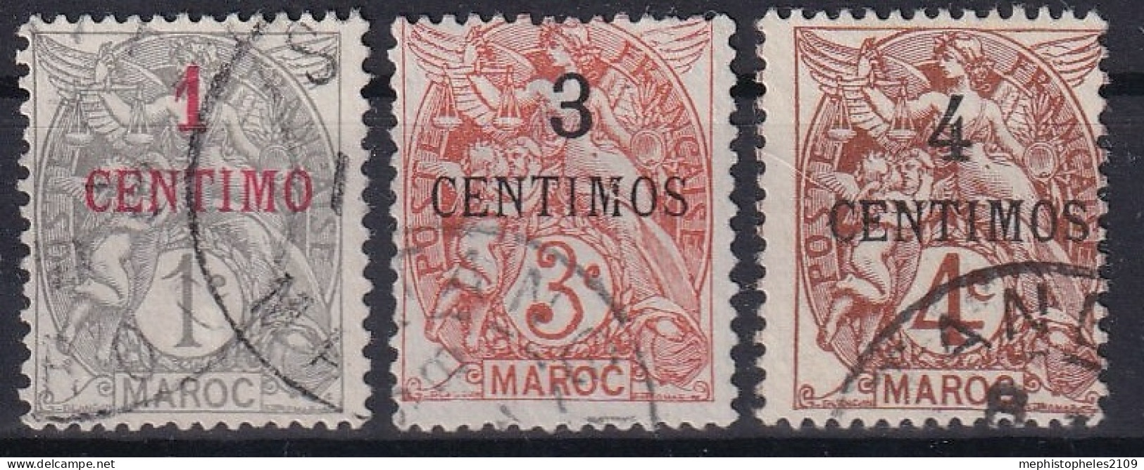 MAROC 1907-10 - Canceled - YT 20, 22, 23 - Used Stamps