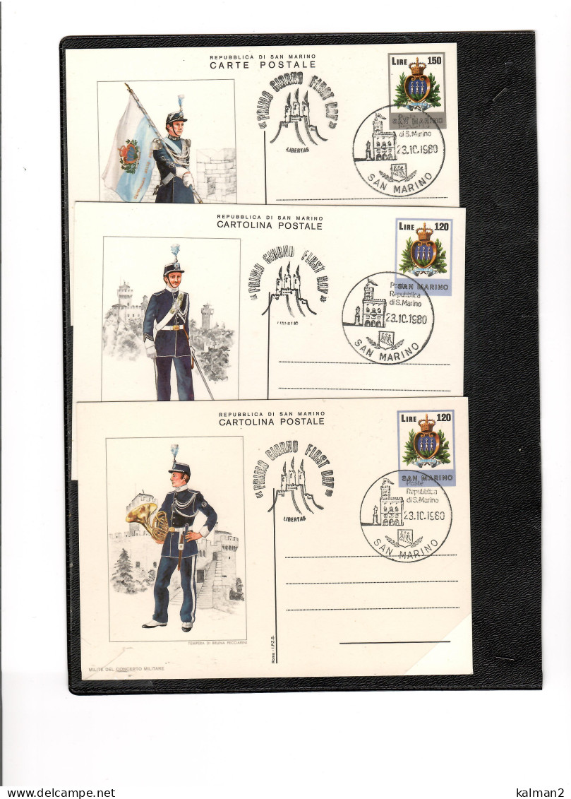 TEM19544  -   23.10.80  FDC CART.POSTALI " UNIFORMI SANMARINESI - 2° EMISSIONE " - CAT.FILAGRANO C.48/C.49 - Ganzsachen