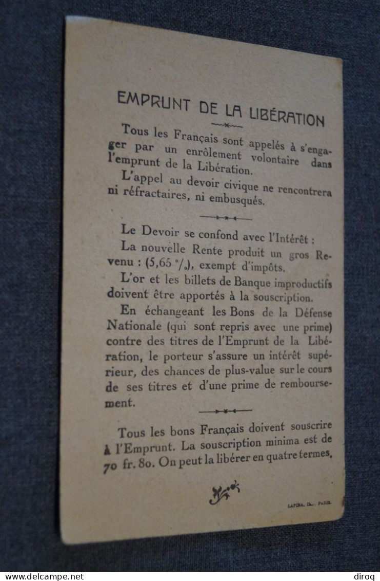 Guerre 14-18,emprun De La Libération,France, 14 Cm. Sur 9 Cm. Originale Pour Collection - Documenti Storici