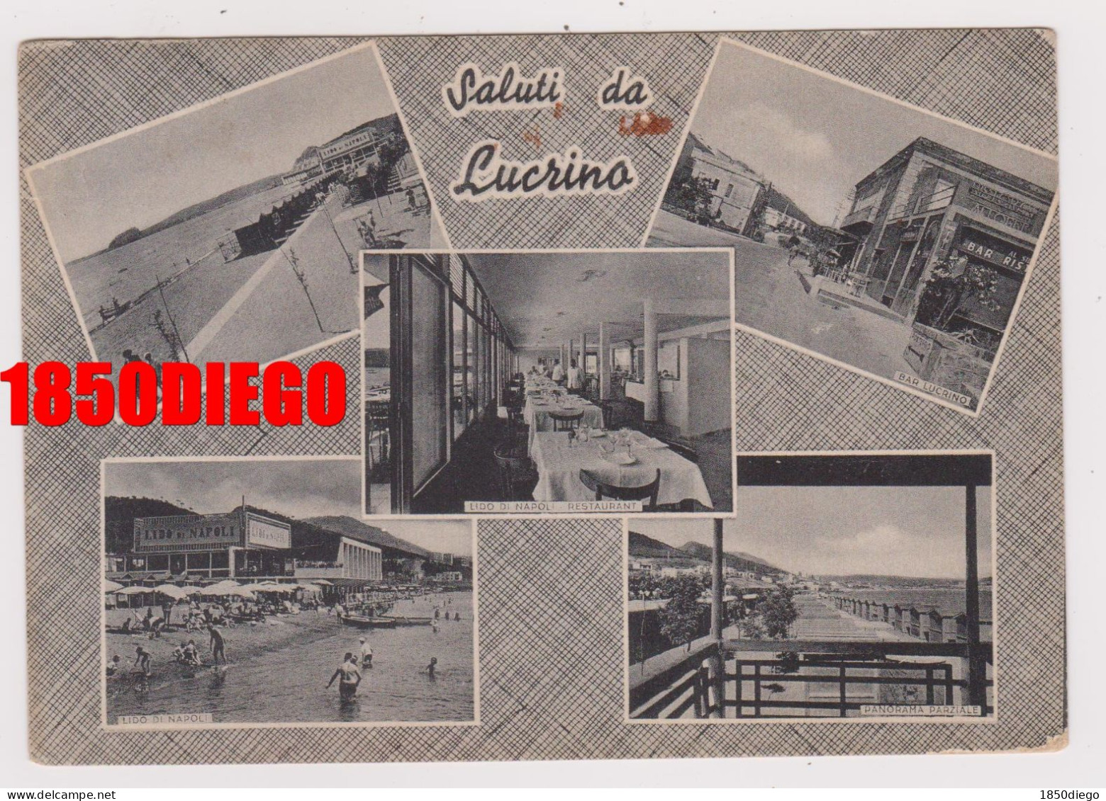 SALUTI DA LUCRINO - MULTIVEDUTE F/GRANDE VIAGGIATA 1958 ANIMAZIONE - Pozzuoli