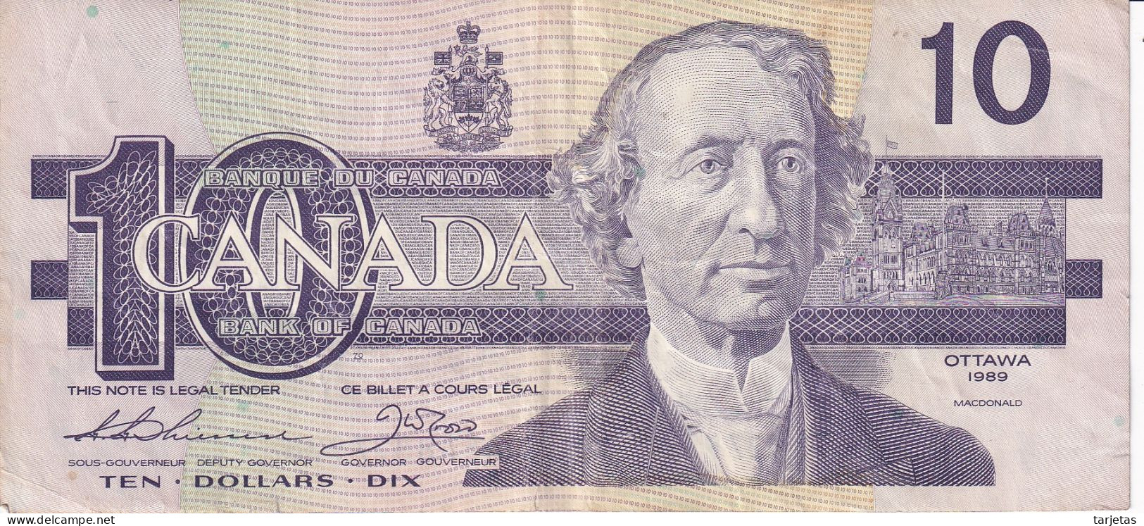 BILLETE DE CANADA DE 10 DOLLARS DEL AÑO 1989 (BANKNOTE) - Canada