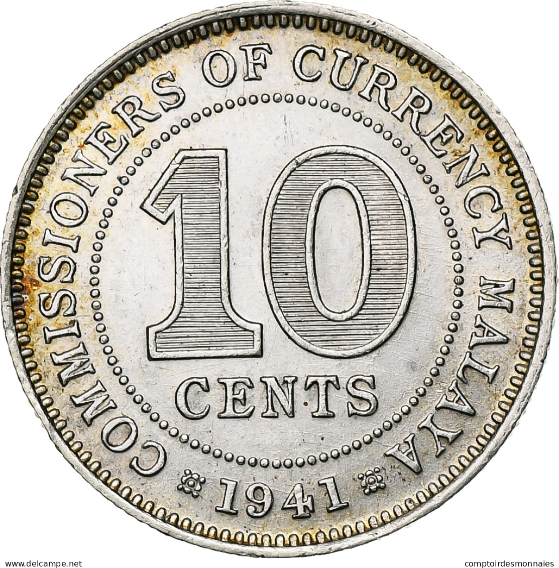 Malaisie, George VI, 10 Cents, 1941, Argent, SUP, KM:4 - Colonie
