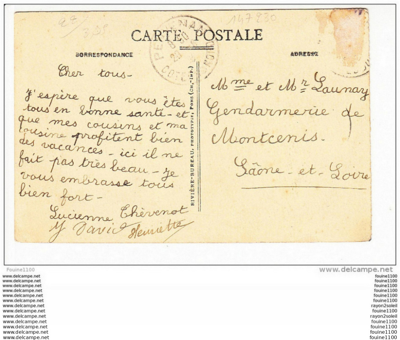 Carte De Penvénan  ( Recto Verso ) - Penvénan