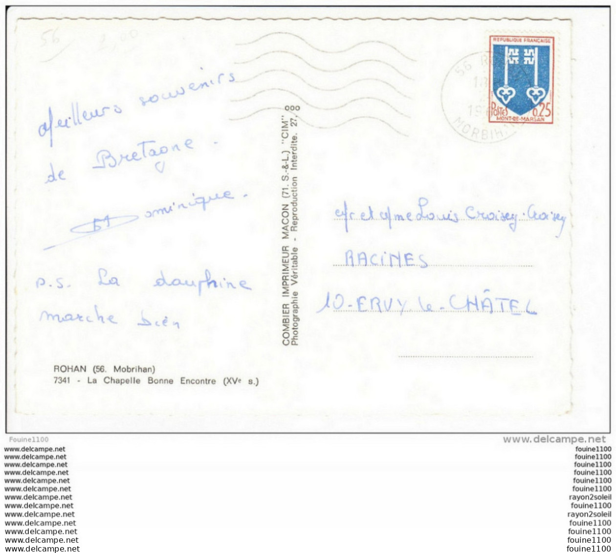 Carte ( Format 15 X 10,5 Cm )  ROHAN  La Chapelle   ( Recto Verso ) - Rohan