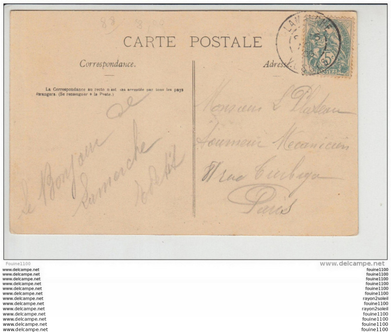 Carte  De  Lamarche   ( Recto Verso ) - Lamarche