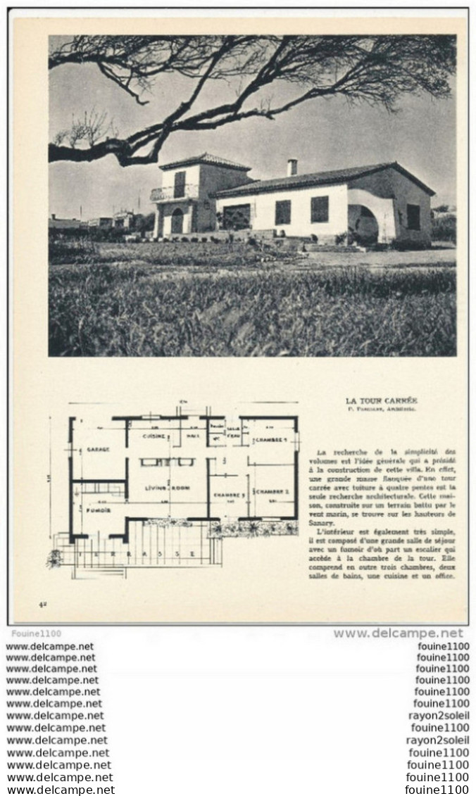 Architecture Ancien Plan D'une Villa La Tour Carrée Située Sur Les Hauteurs De SANARY SUR MER ( Architecte P. PASCALET ) - Architecture