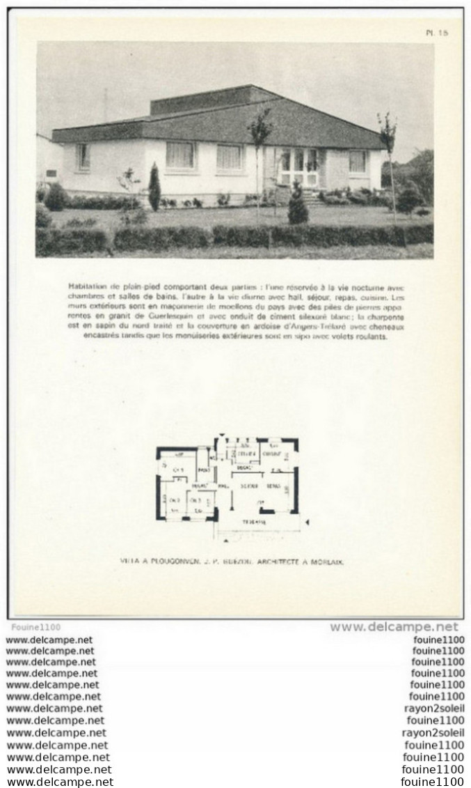 Architecture Ancien Plan D'une Villa à PLOUGONVEN    ( Architecte J-p Guézou à Morlaix  ) - Arquitectura
