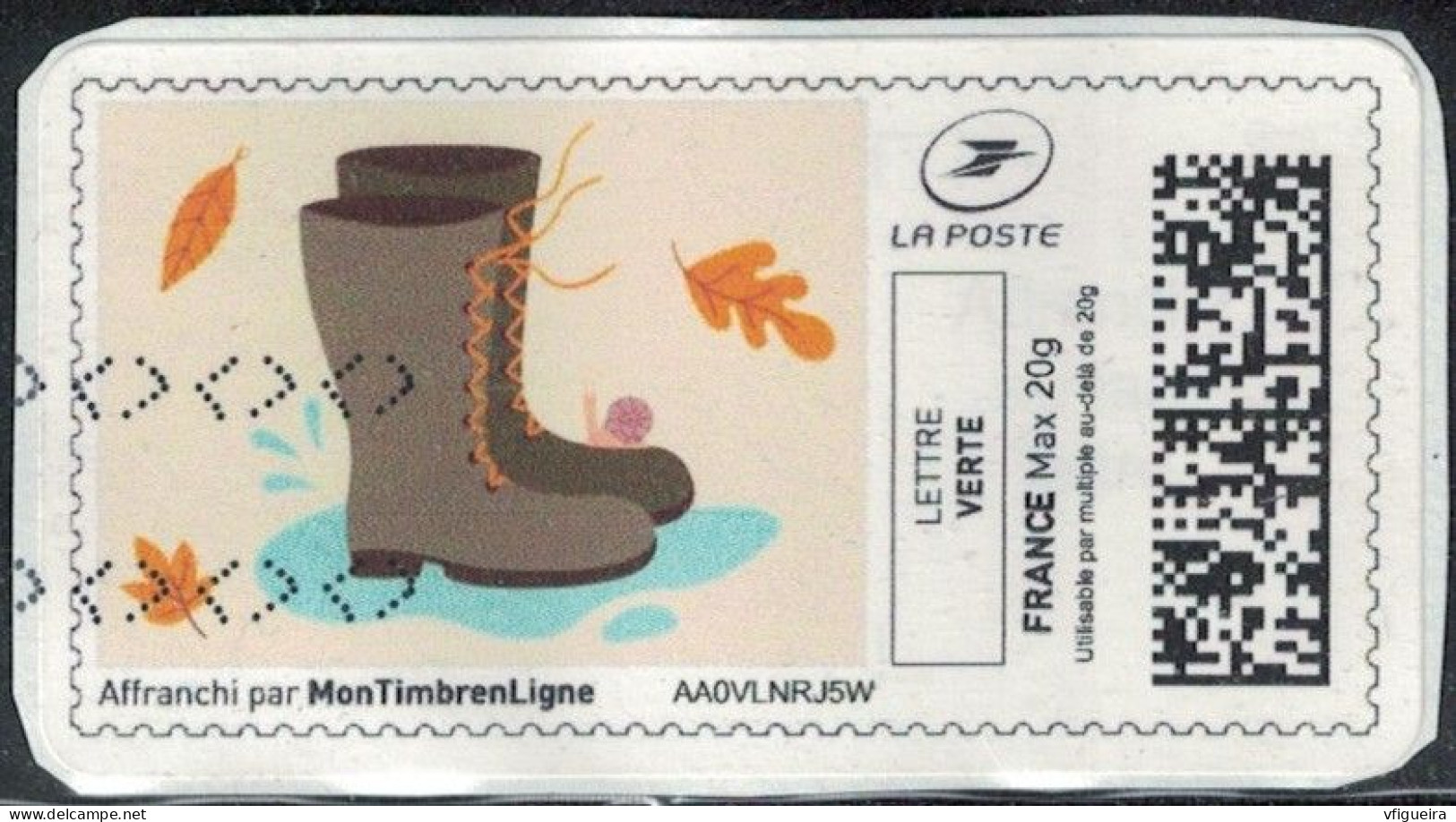 France Vignette Oblitérée Sur Fragment Used Mon Timbre En Ligne Saisons Automne Bottes SU - Timbres à Imprimer (Montimbrenligne)