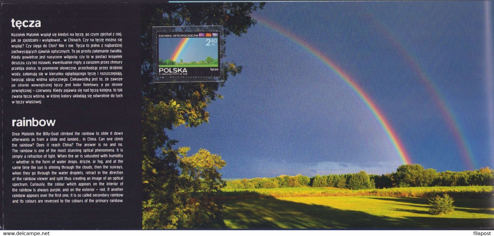 Poland 2008 + 2014  Booklet Meteorological Phenomena Wind Dessert Thunder Rainbow Whirlwind Cyclone FDC + 8 Stamps MNH** - Cuadernillos