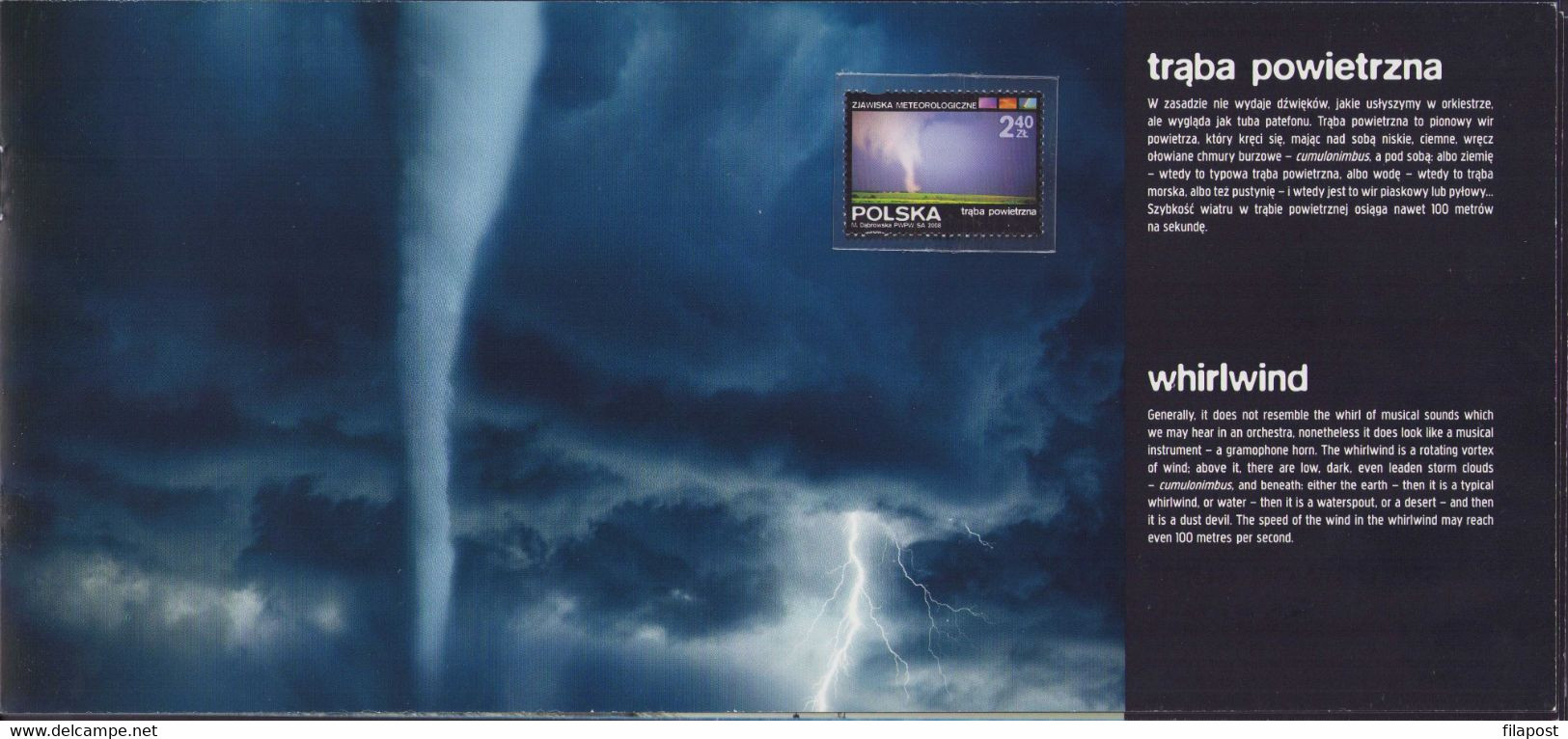 Poland 2008 + 2014  Booklet Meteorological Phenomena Wind Dessert Thunder Rainbow Whirlwind Cyclone FDC + 8 Stamps MNH** - Libretti