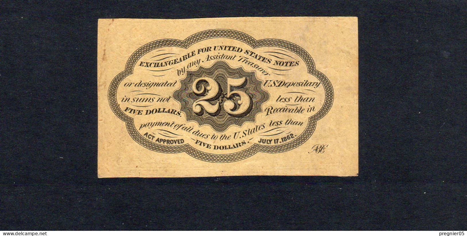 Baisse De Prix USA - Billet 25 Cents "Postage Currency" - 1re émission 1862 SUP/XF P.99 - 1862 : 1 Uitgave