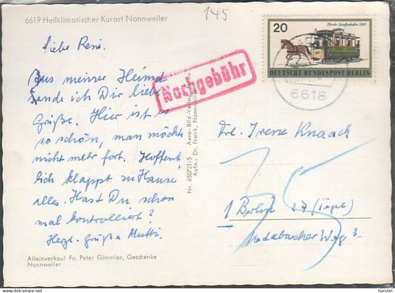 D-66620 Nonnweiler - Saar - Alte Ansichten - Waldhotel - Kurhaus - Kirche - Nice Stamp "Berlin" Nachgebühr - Nonnweiler