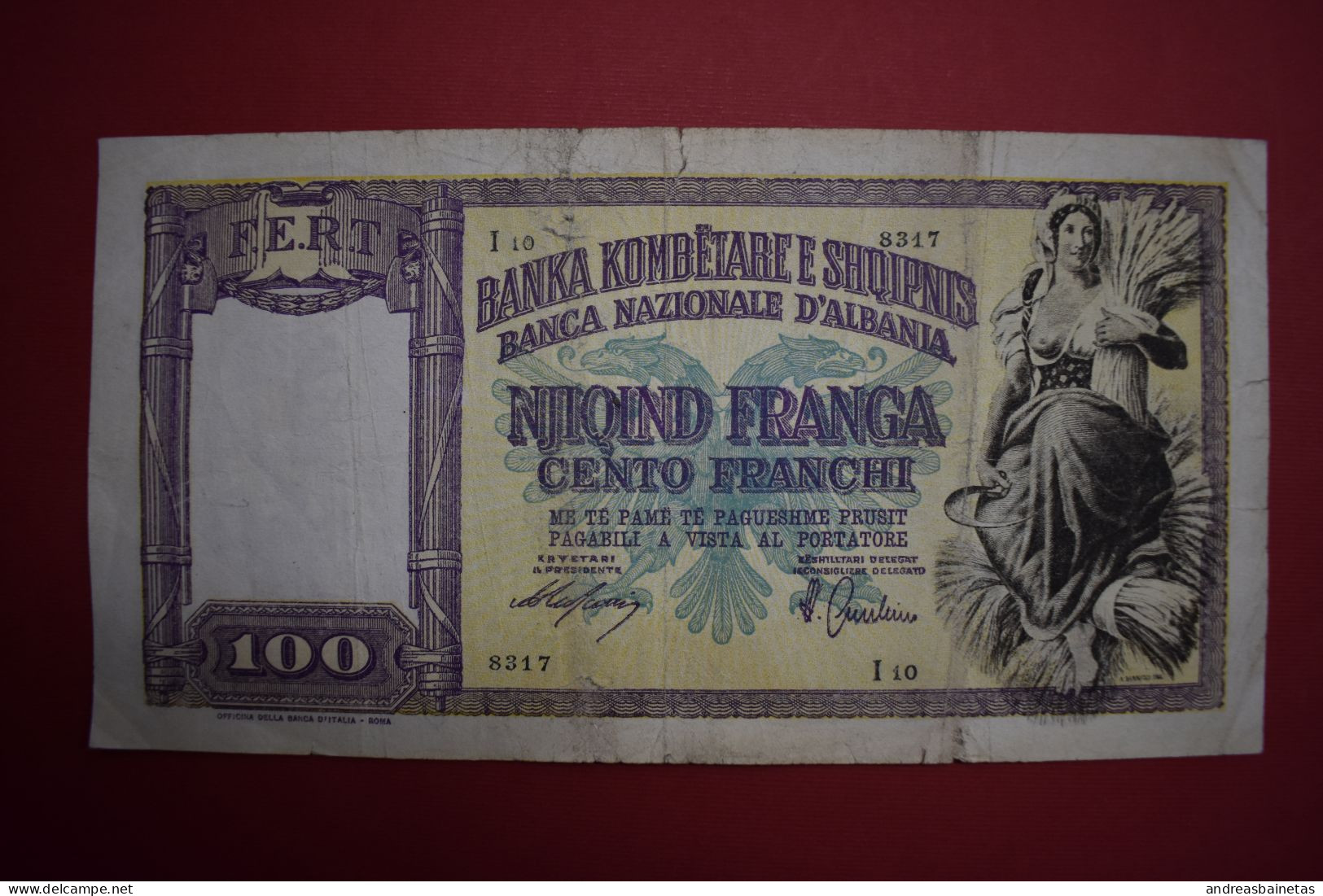 Banknotes ALBANIA  100 Franga 	P# 8 - Albanie