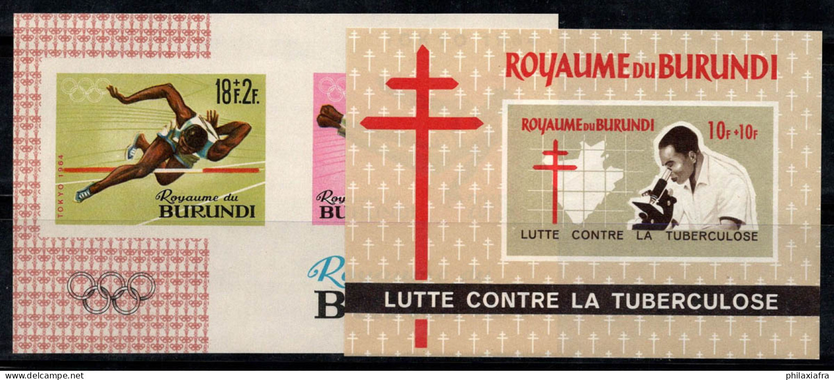 Burundi 1964-65 Mi. Bl.5-6 B Bloc Feuillet 100% Neuf ** Tuberculose,Jeux Olympiques - Ungebraucht