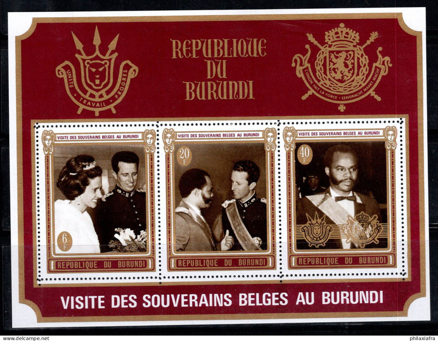 Burundi 1970 Mi. Bl.45 A Bloc Feuillet 100% Neuf ** Souverains Belges,6 Fr... - Unused Stamps