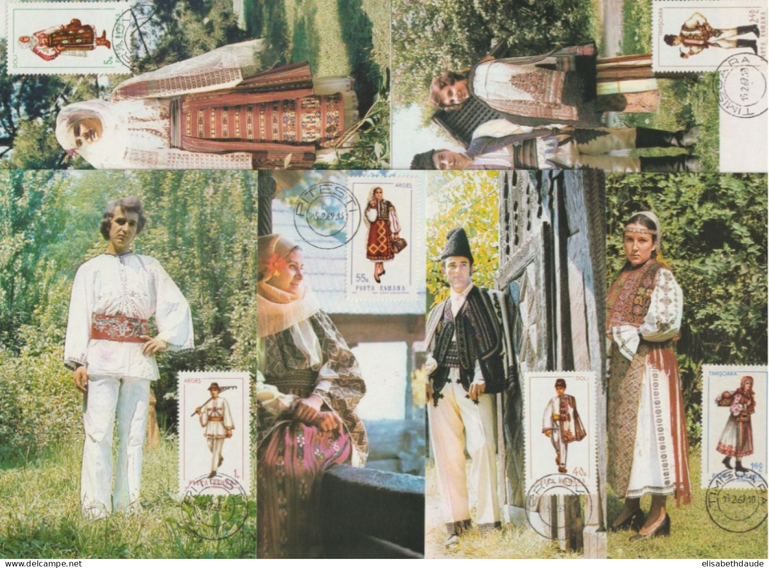 ROUMANIE - 1969 - SERIE 6 CARTES MAXIMUM - COSTUMES TRADITIONNELS - Cartoline Maximum