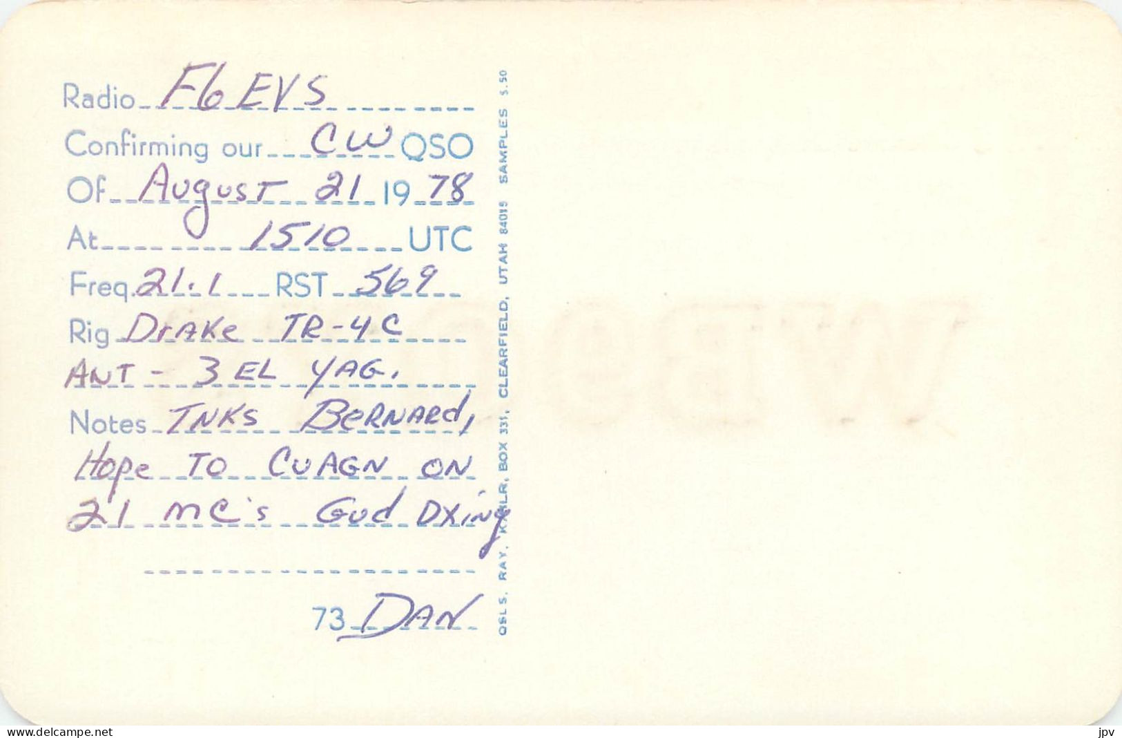 CARTE QSL : HILLSBORO . ILLINOIS. USA . 1978 . - Other & Unclassified