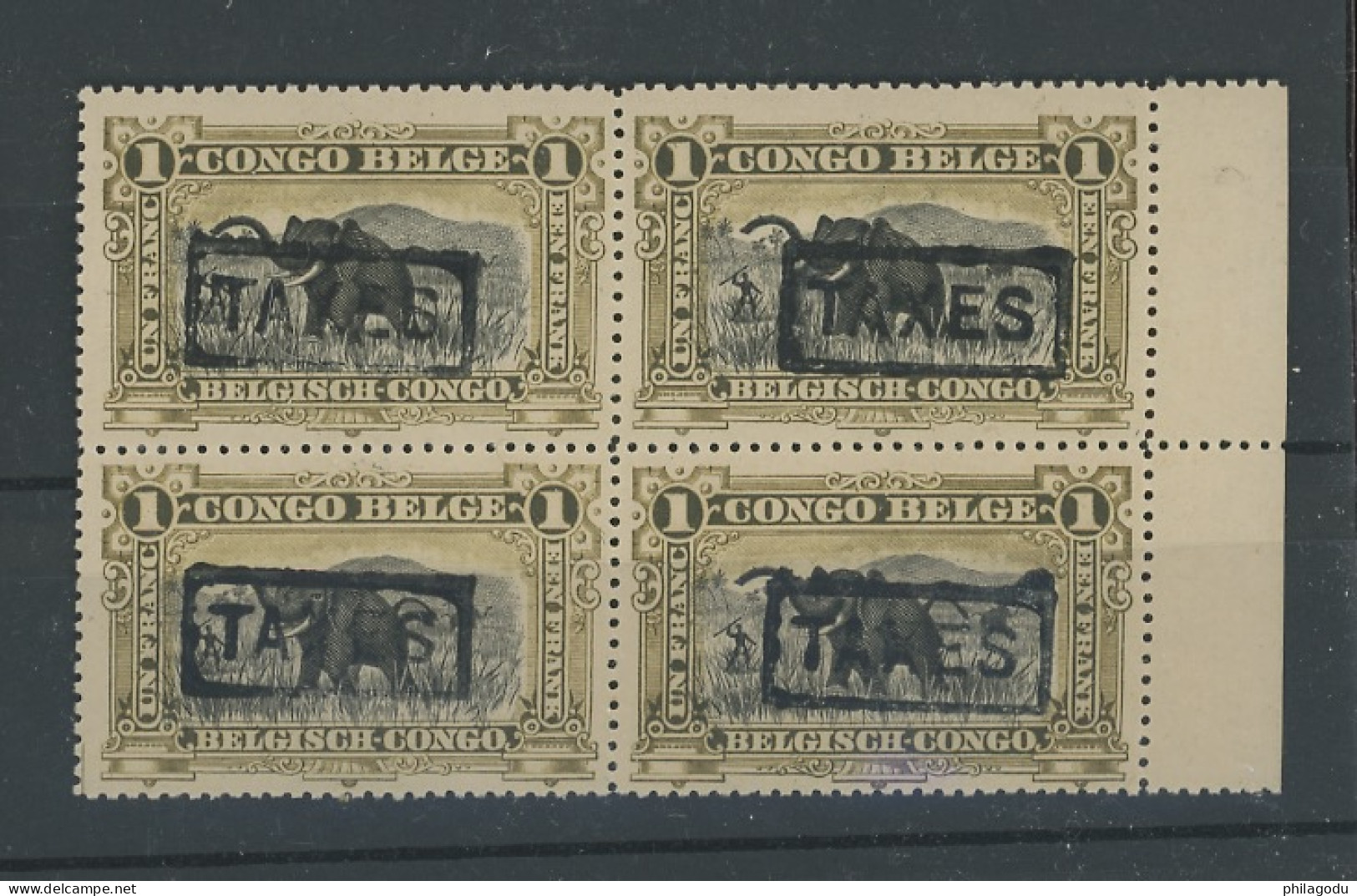 TAXE 47 Elephant Bloc De 4  Postfris Luxe **. Cote 112,-€ - Unused Stamps