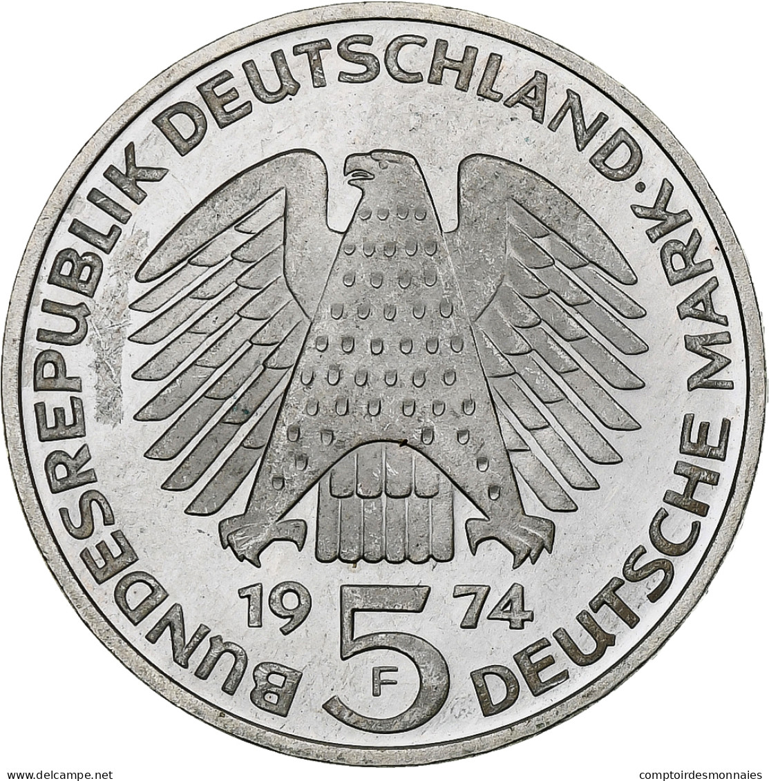 Monnaie, République Fédérale Allemande, 5 Mark, 1974, Stuttgart, Germany - Commemorative