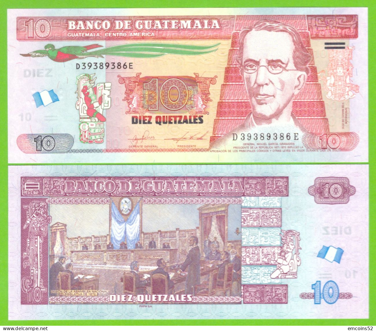 GUATEMALA 10 QUETZALES 2016 P-123Ac UNC - Guatemala