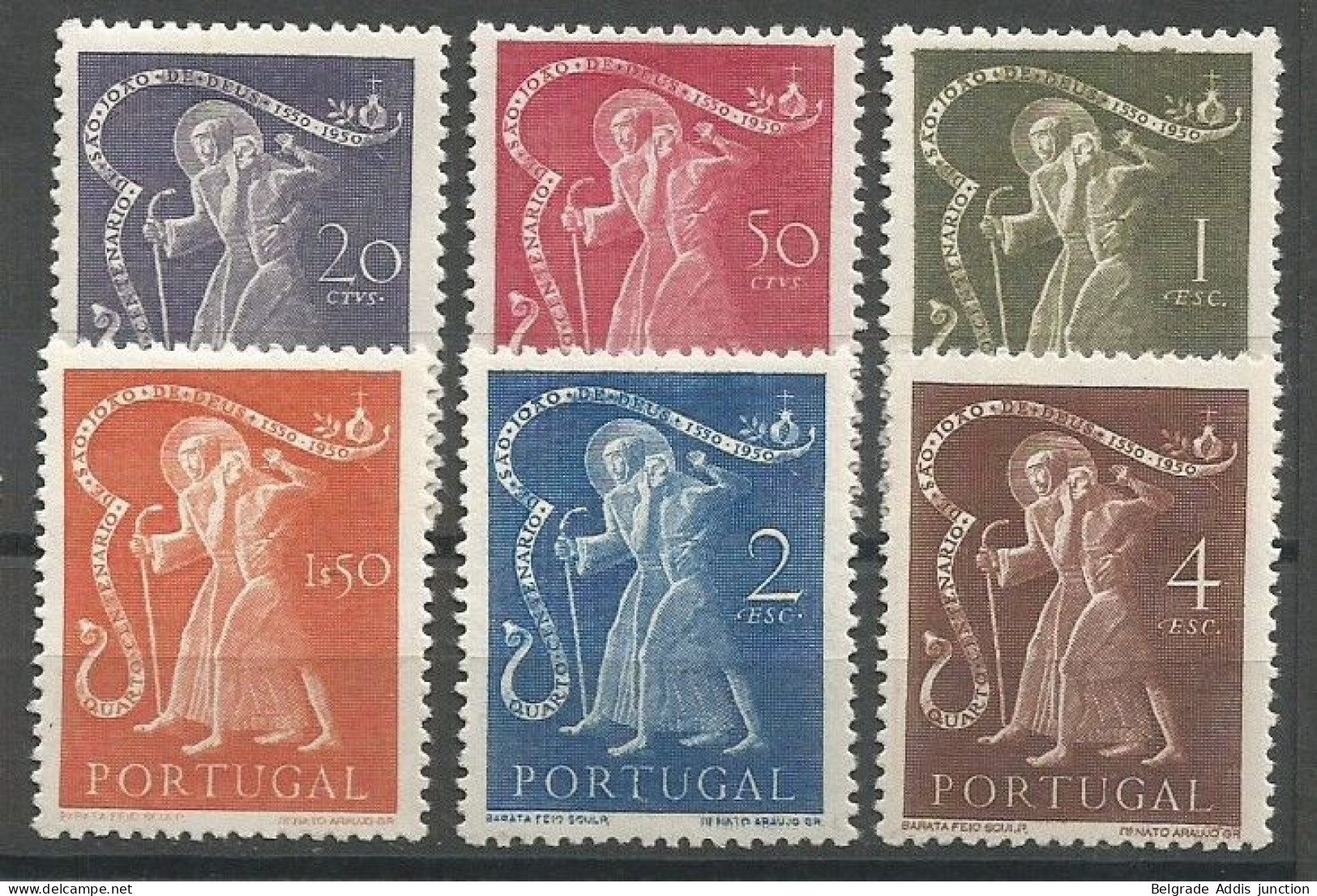 Portugal Afinsa 723/28 Complete Set MH / * 1950 S.Joao De Deus CV: 110,00€ - Nuovi