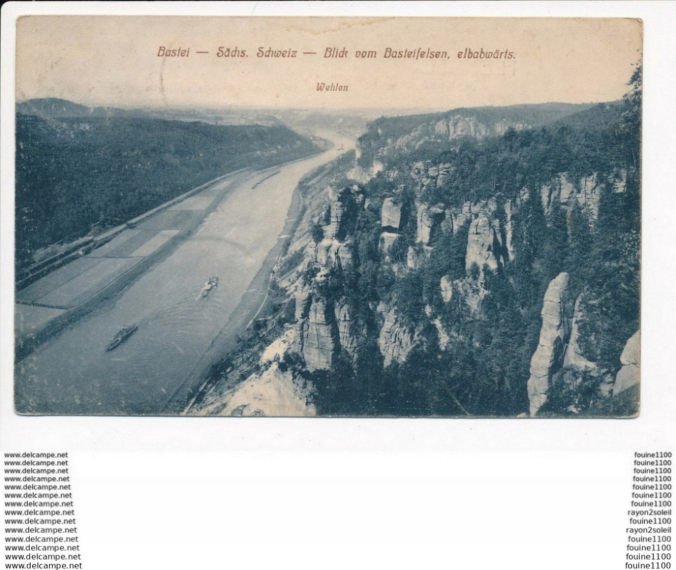 Carte  Bastei  Sachs Schweiz Blick Vom Basteifelsen Elbabwarts  Wehlen ( Recto Verso ) - Bastei (sächs. Schweiz)