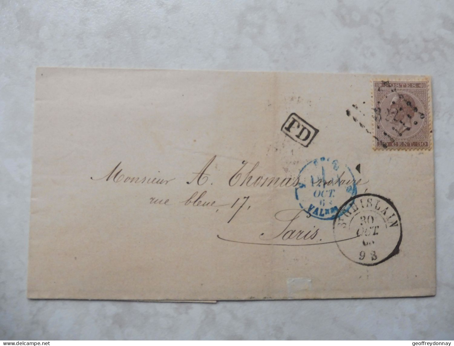 Belgie Belgique Lettre Brief  19  Leopold 1   Saint Ghislain Paris Perfect 1868 Mine Houille Hornu - 1865-1866 Perfil Izquierdo