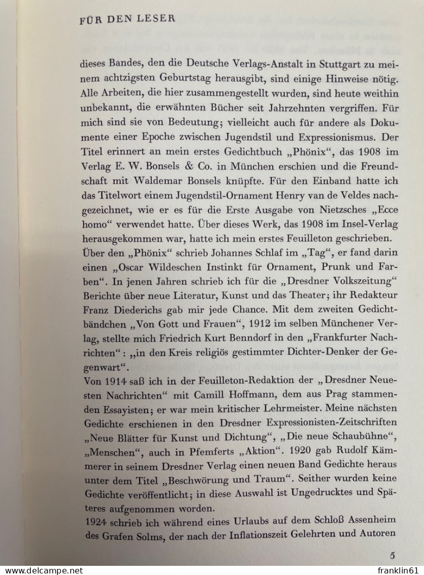 Phönix Zwei : Dichtungen Aus Den Dresdener Jahren. - Poems & Essays