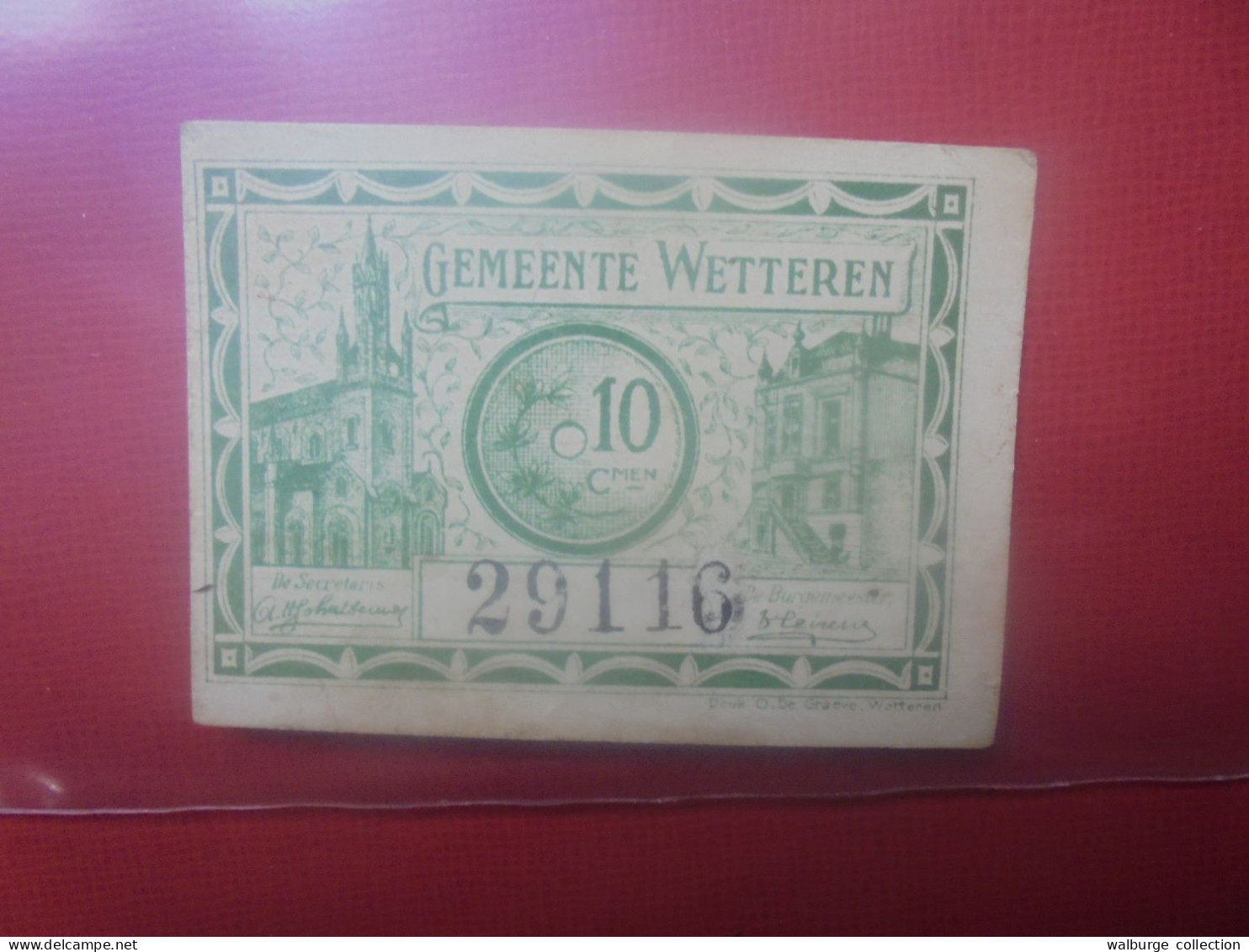 WETTEREN 10 Centimes 1918 (NECESSITE) Circuler (B.18) - Sammlungen