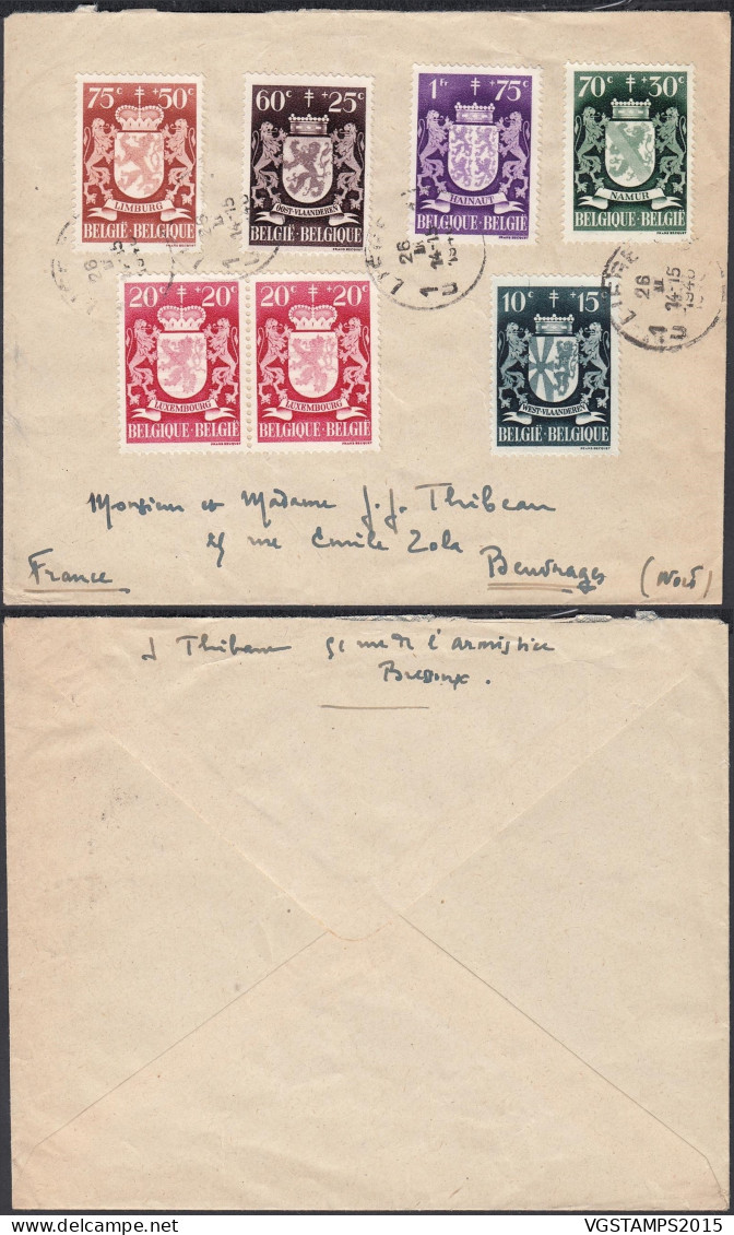 Belgique 1945 - Lettre De Liège à Destination Beuvrages - France ....................... (EB) DC-12363 - 1929-1937 Heraldic Lion