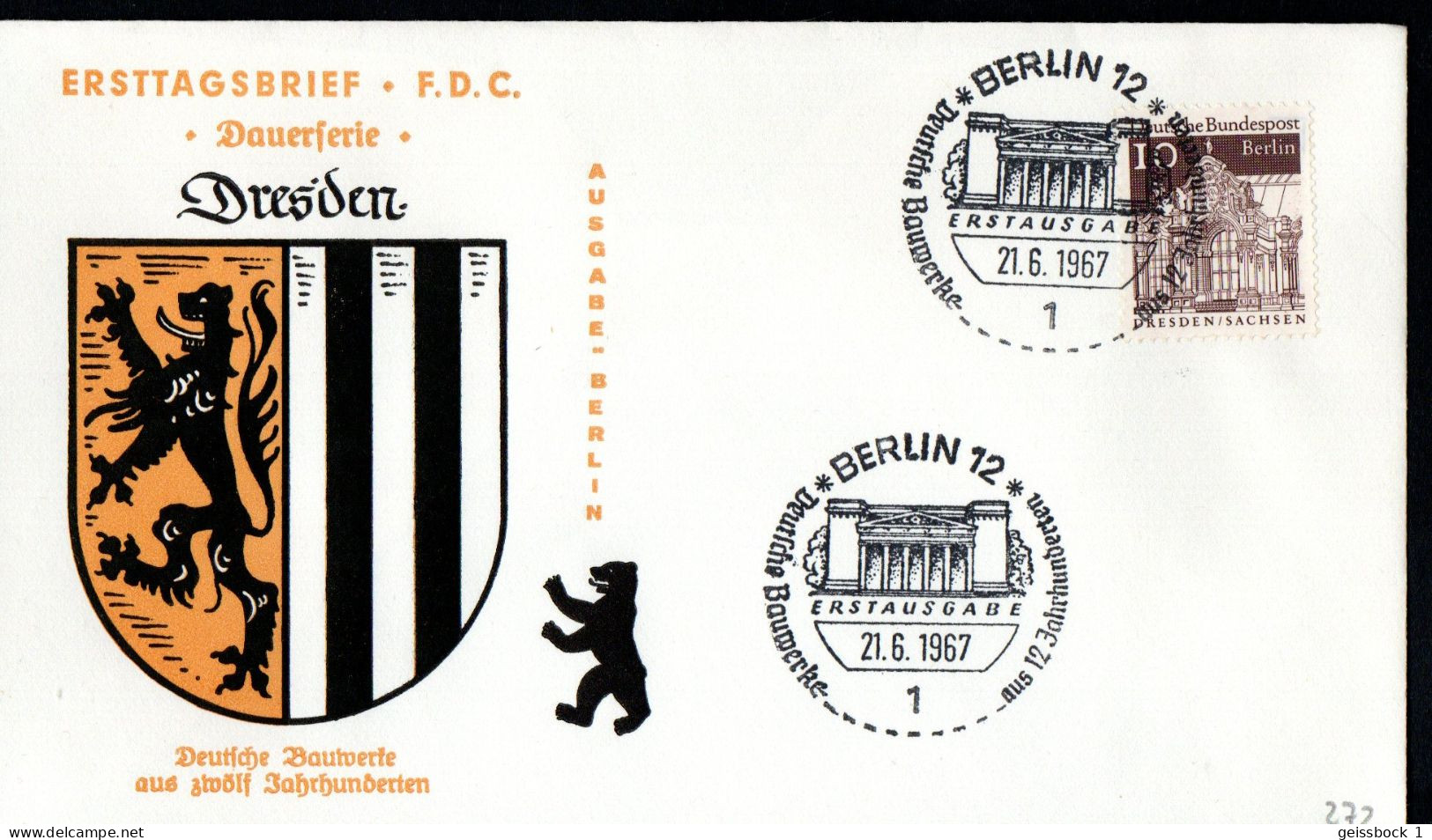 Berlin 1966: Mi.-Nr. 272:  FDC Bauwerke     (K002) - 1948-1970