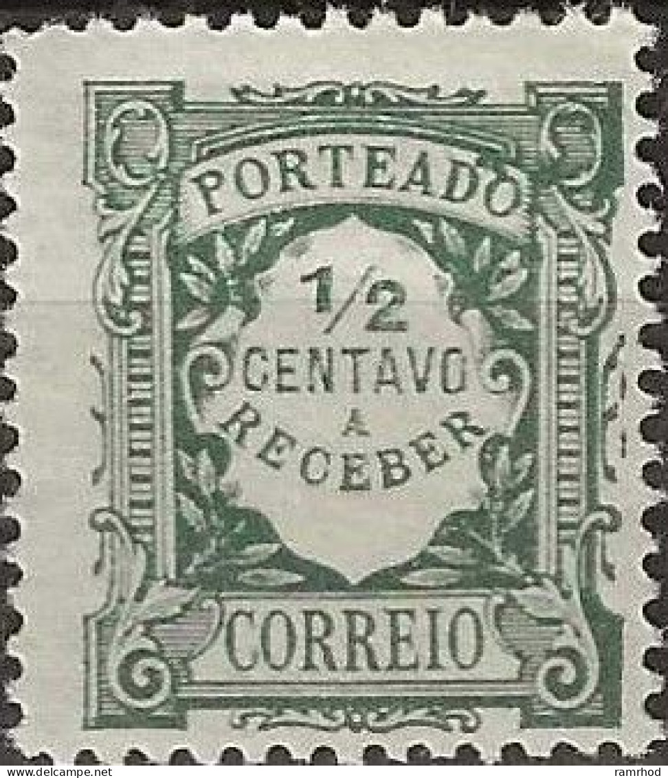 PORTUGAL 1921 Postage Due - ½c. - Green MH - Unused Stamps