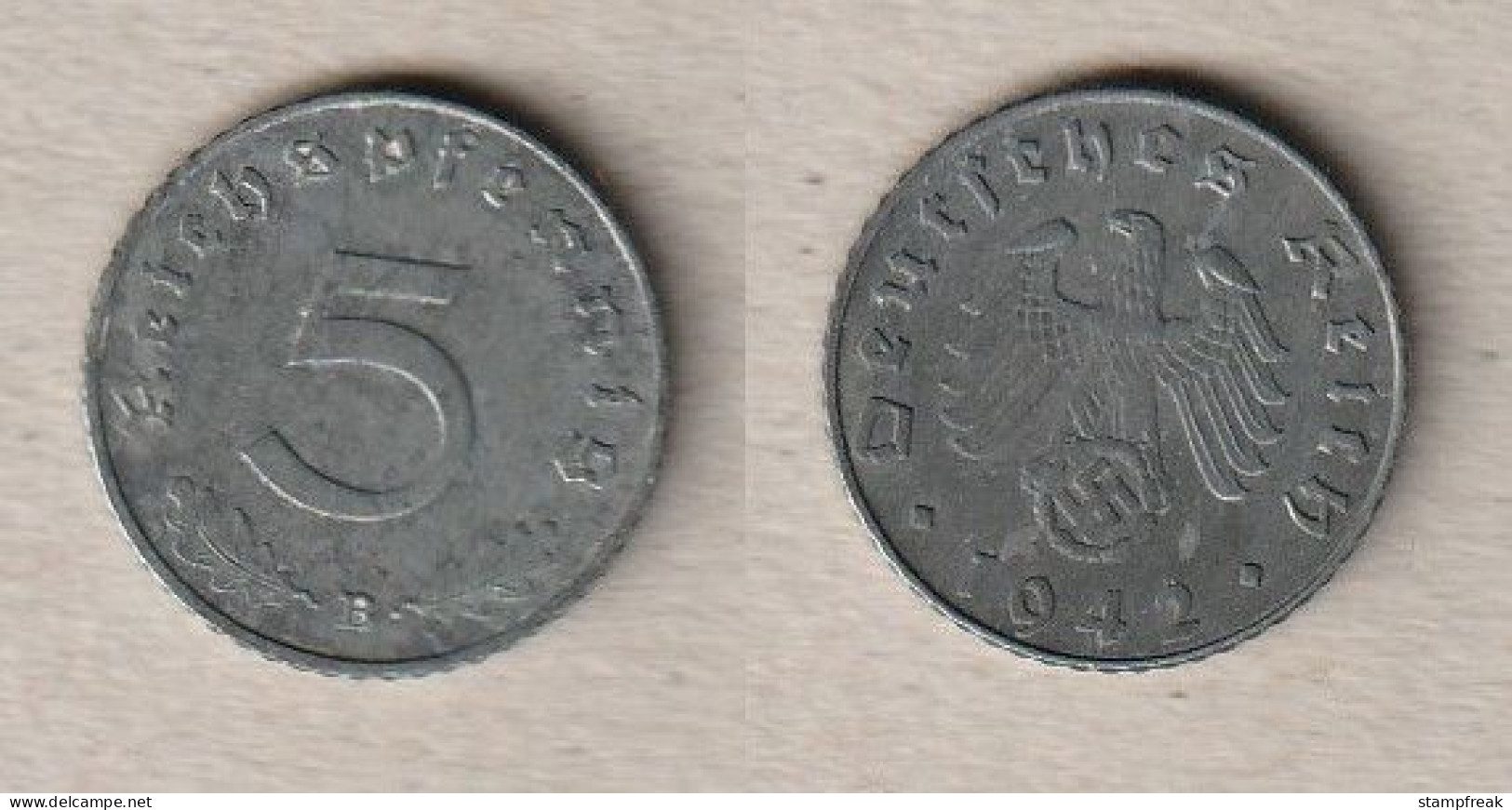 00769) Deutschland, 3. Reich, 5 Reichspfennig 1942B - 5 Reichspfennig