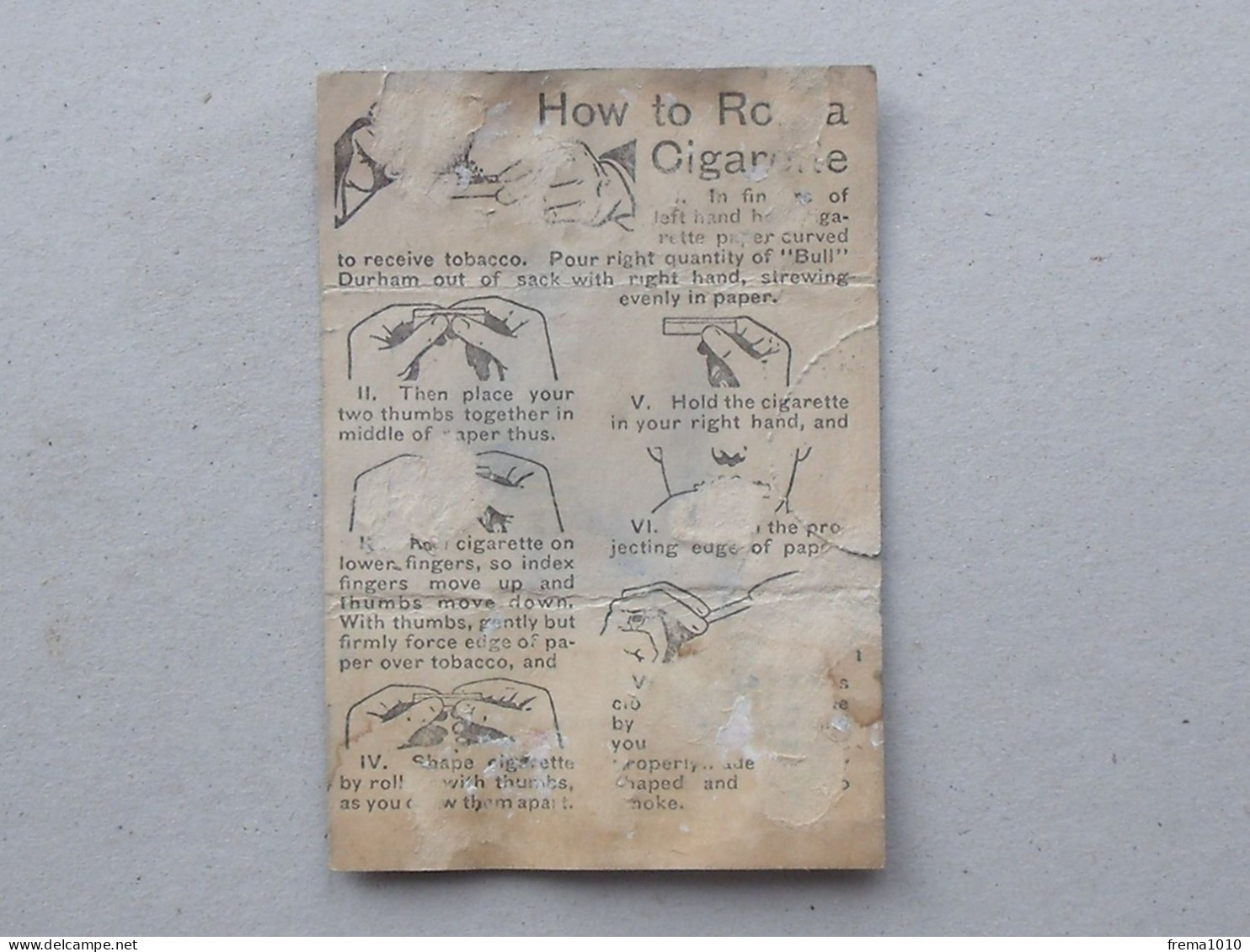 TABAC Authentique étiquette De Papier à Rouler Les Cigarettes DUHRAM "BULL" - Mode D'emploi Au Verso - Other & Unclassified