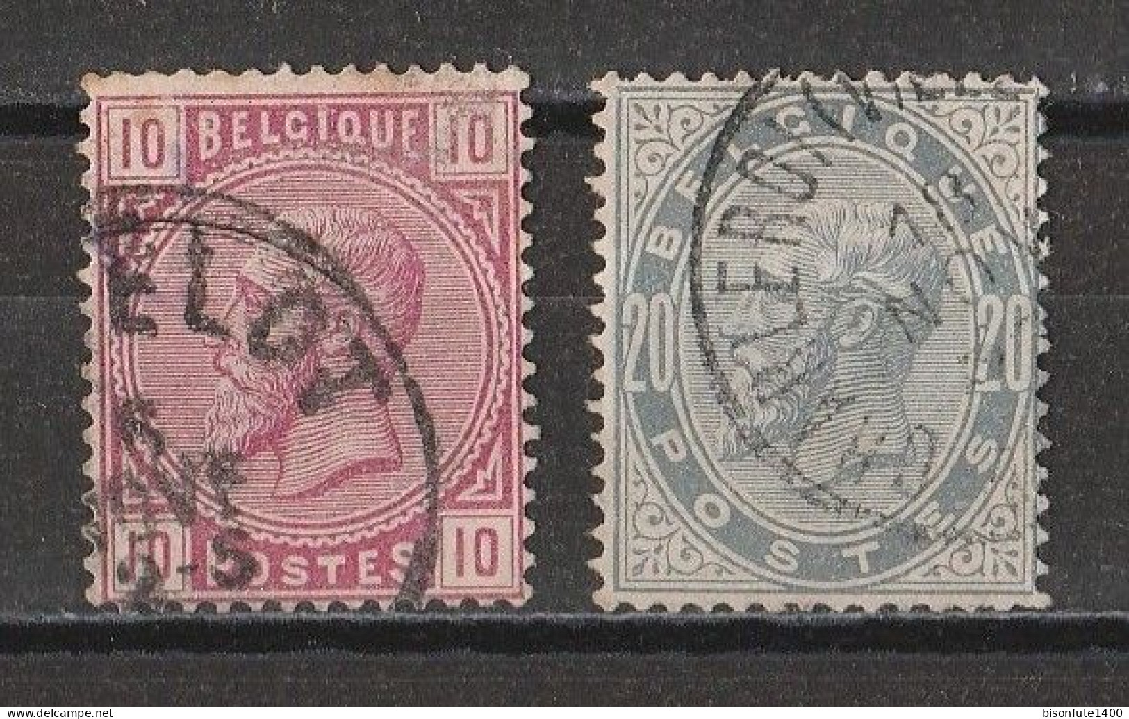 Belgique 1883 : Timbres Yvert & Tellier N° 38 Et 39 Oblitérés (*) - 1883 Leopold II.