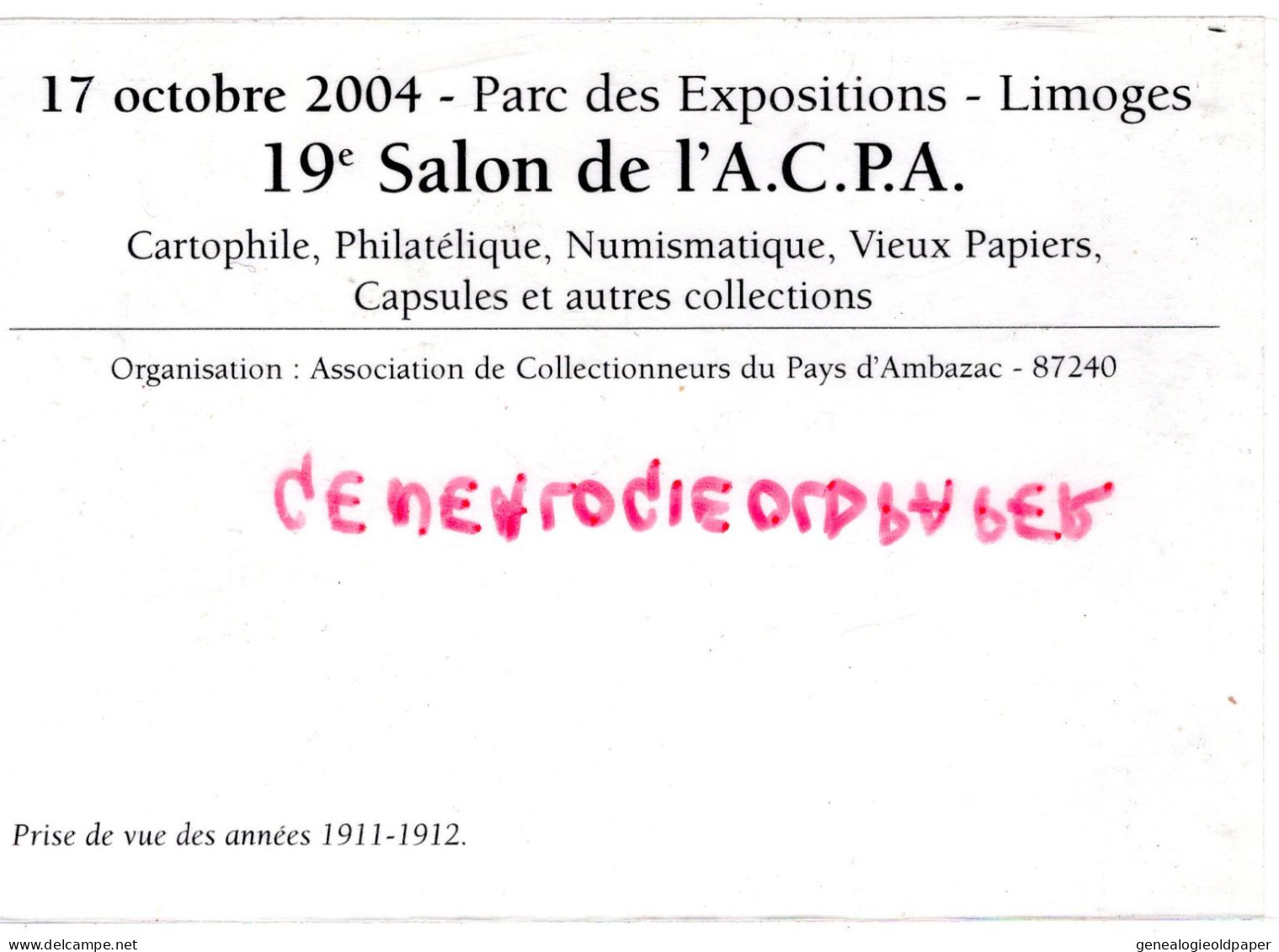87- AMBAZAC - PARC EXPOSITIONS LIMOGES- 19 SALON CARTES POSTALES - LA JONCHERE UN CHANTIER DE SCIEURS DE LONG-SCIERIE - Ambazac