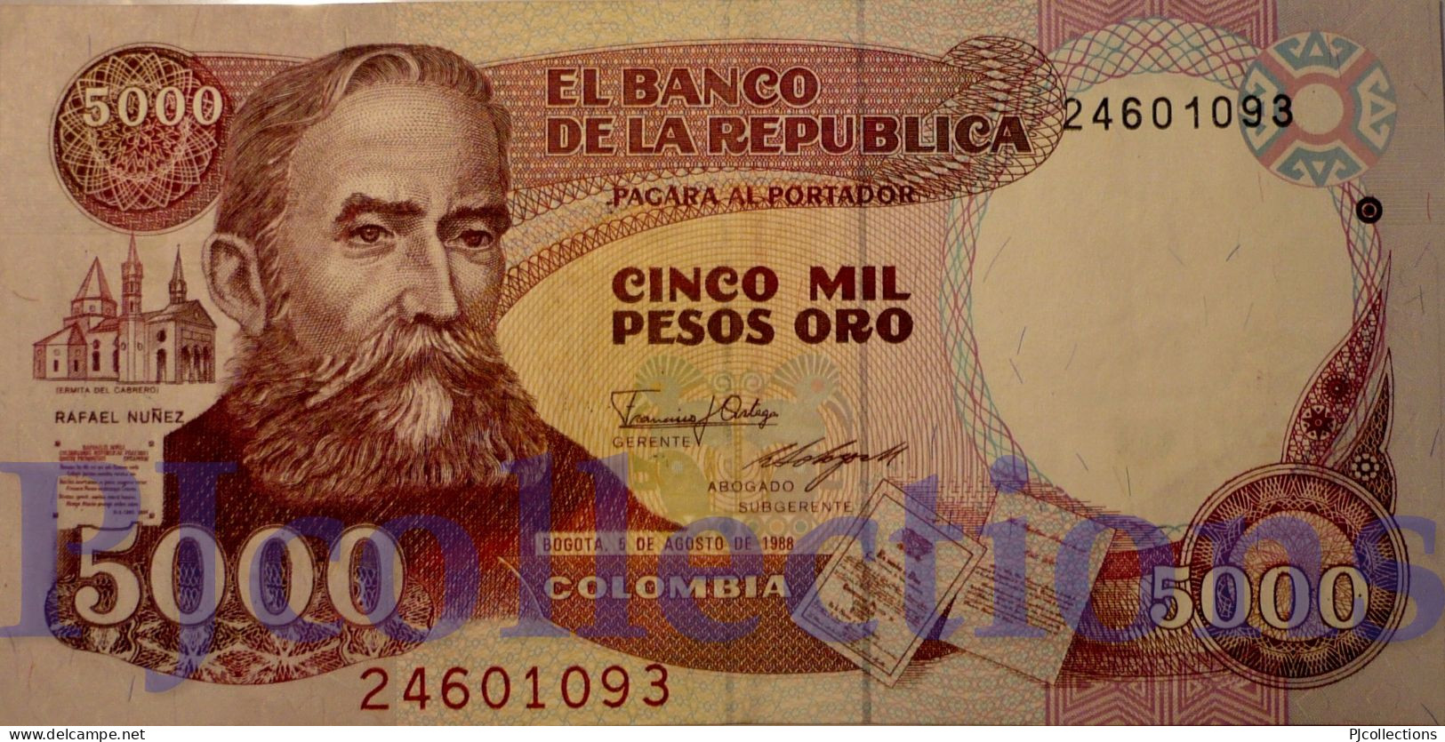 COLOMBIA 5000 PESO 1988 PICK 435b AU- - Colombia