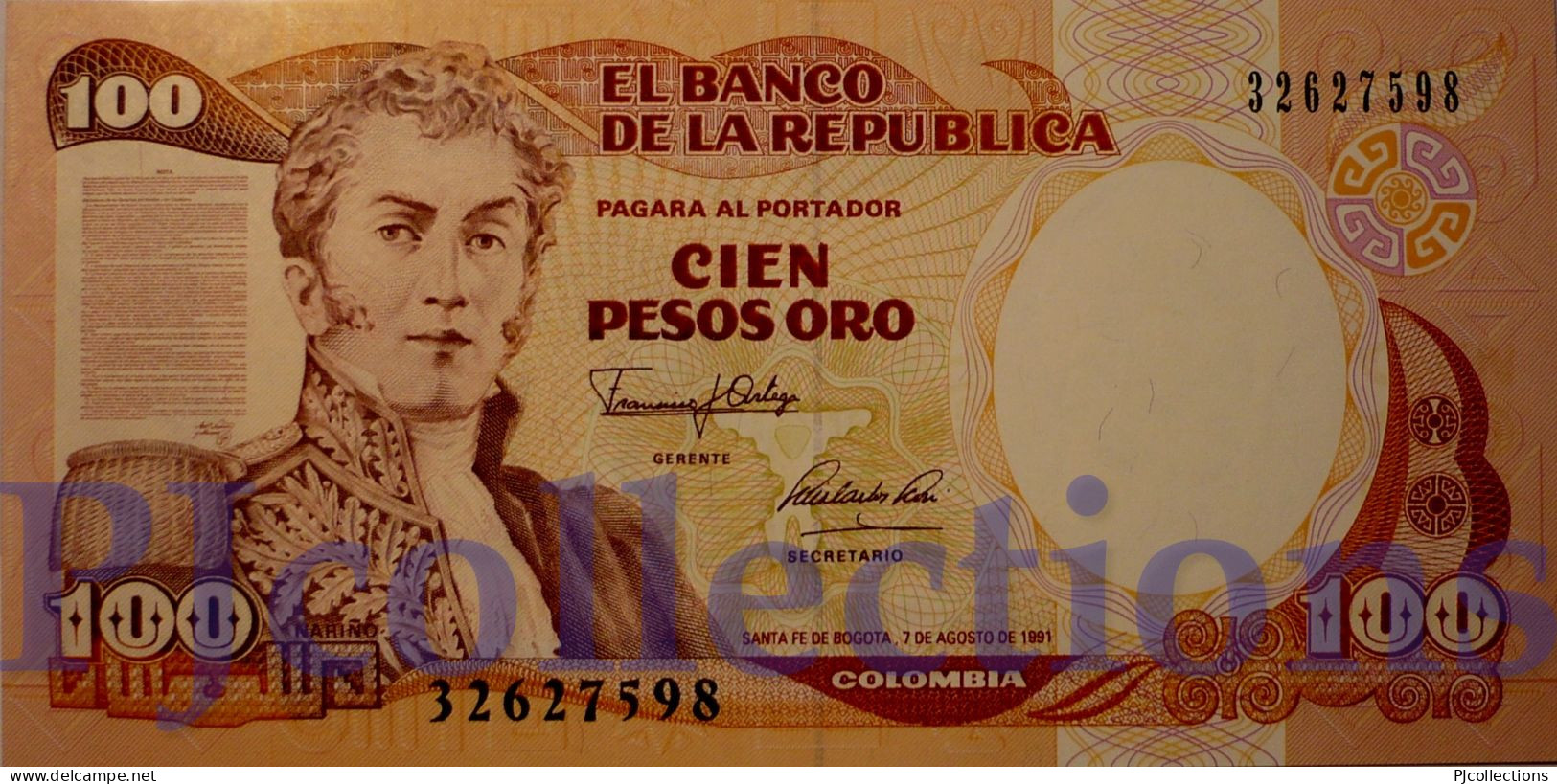 COLOMBIA 100 PESOS ORO 1991 PICK 426A UNC - Colombia