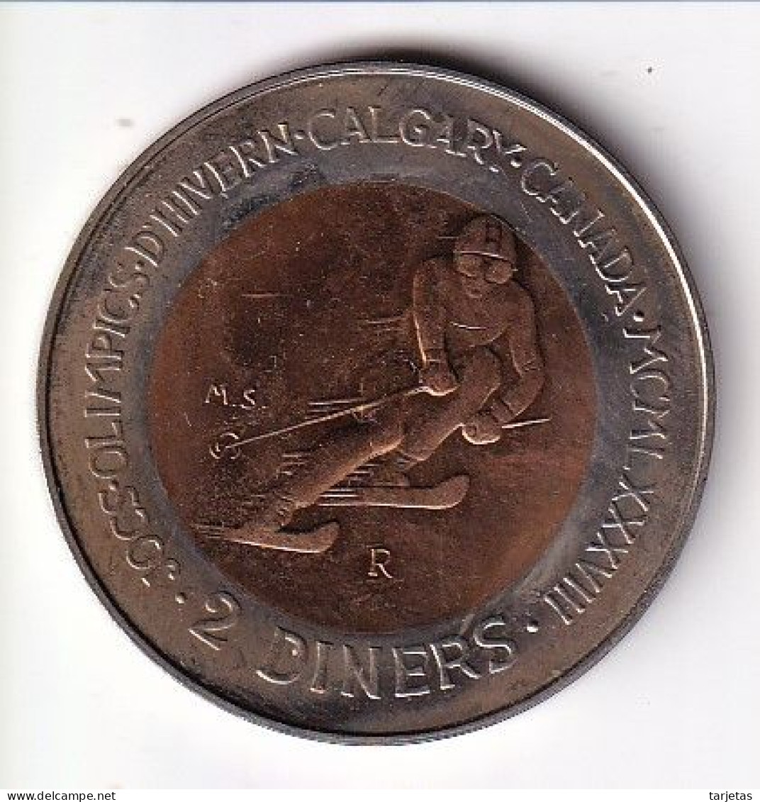 MONEDA DE ANDORRA DE 2 DINERS DEL AÑO 1985 OLIMPIADA INVIERNO CALGARY - Andorre