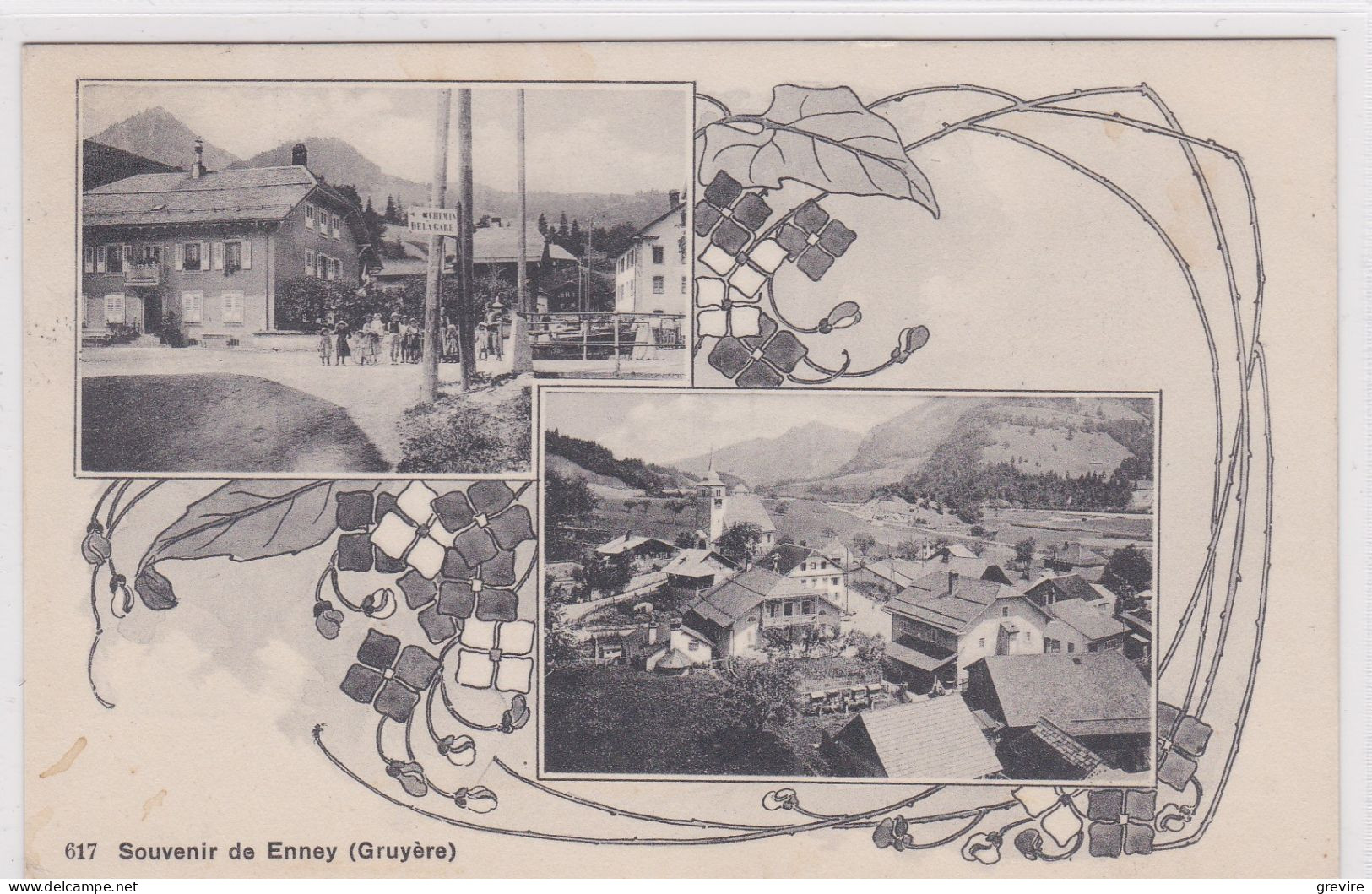 Enney,  Deux Vues, Décor Art Nouveau, 1914 - Enney