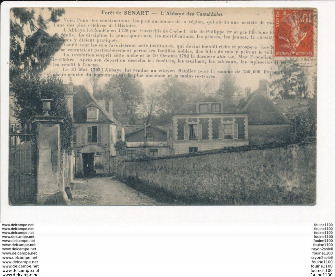 Carte De La Forêt De Sénart L' Abbaye Des Camaldules  ( Recto Verso ) - Sénart