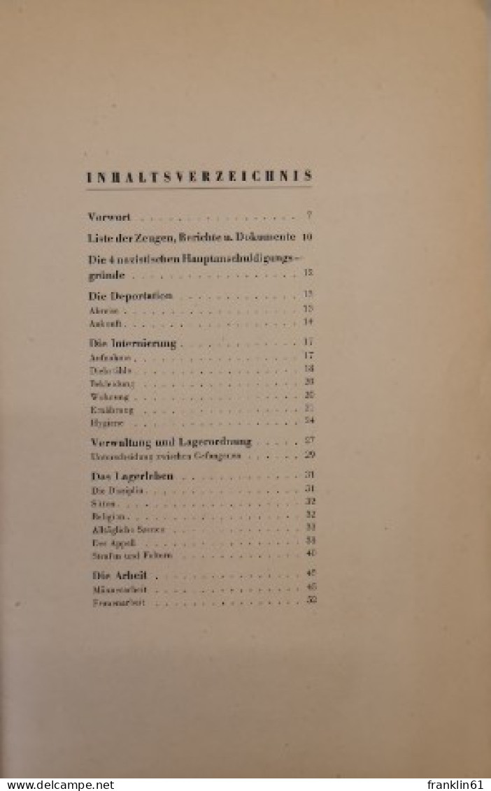 Konzentrationslager. Tatsachenbericht über Die An Der Menschheit Begangenen Verbrechen. Dokument F 321 Für Den - 5. World Wars