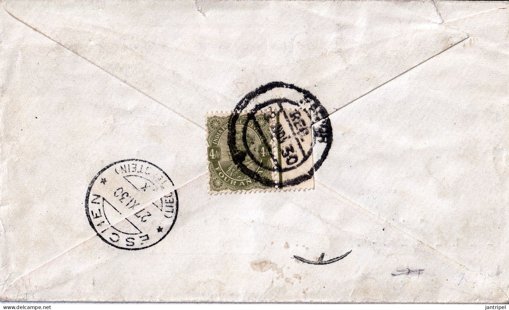 INDIA 1930 AIR 8 ANNAS KGV POSTAL STATIONARY  SEND To LIECHTENSTEIN. - 1911-35 King George V