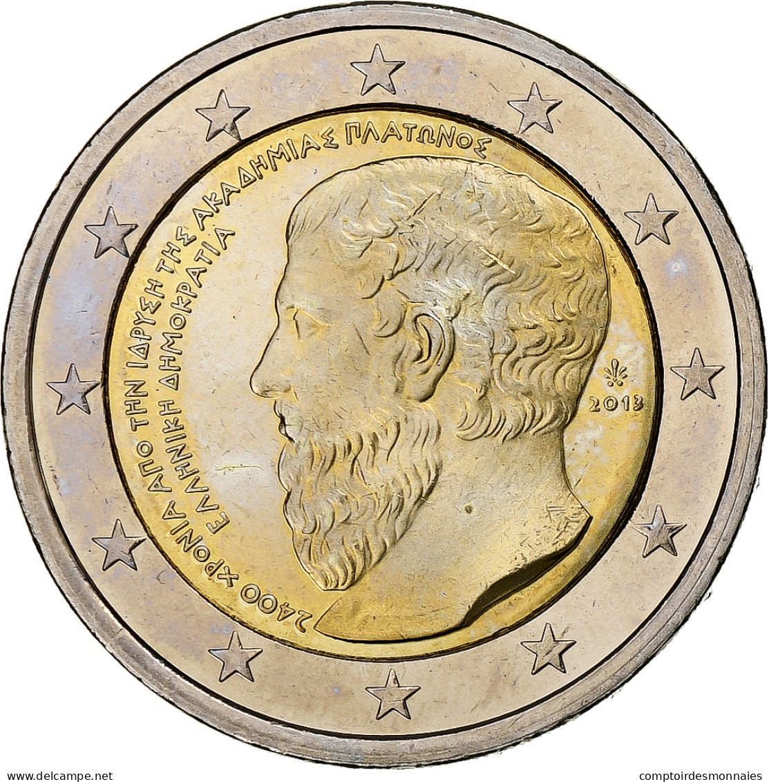 Grèce, 2 Euro, Platon, 2013, Athènes, SPL, Bimétallique, KM:New - Greece