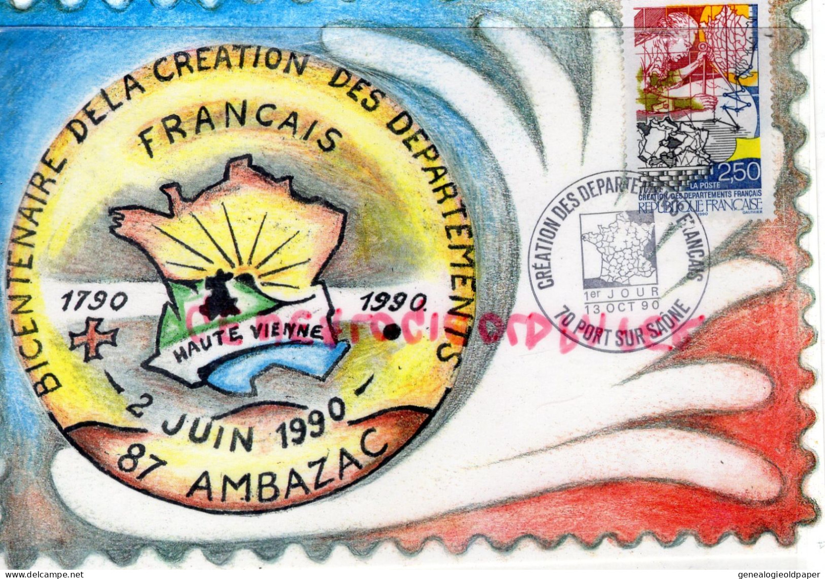 87- AMBAZAC - 5 BOURSE EXPO CARTES POSTALES-BICENTENAIRE CREATION DES CANTONS-HAUTE VIENNE 1790-1990 - Ambazac