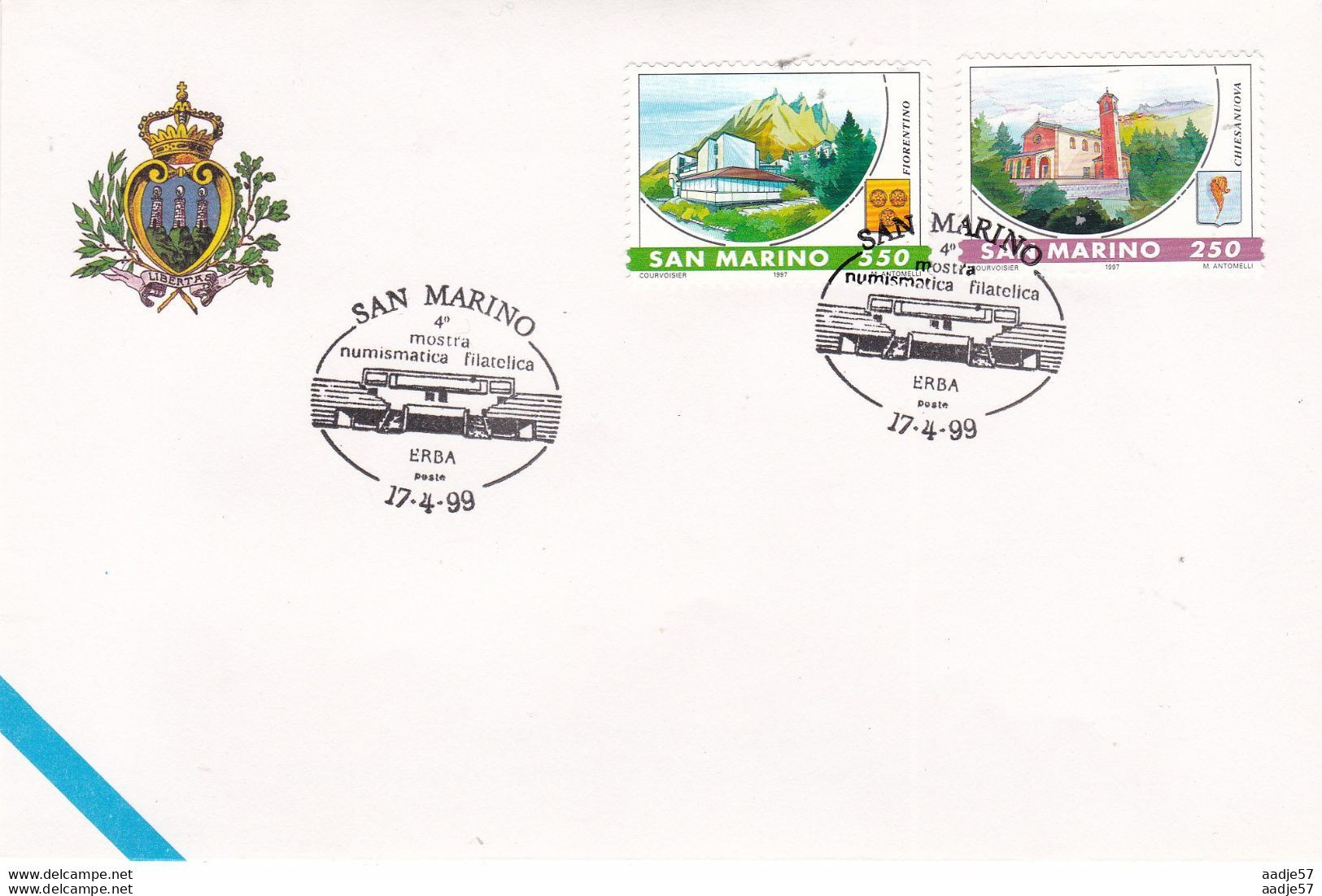 San Marino. 4e Mostra Numismatica Filatelica Spec Canc 17-04-1999 - Covers & Documents