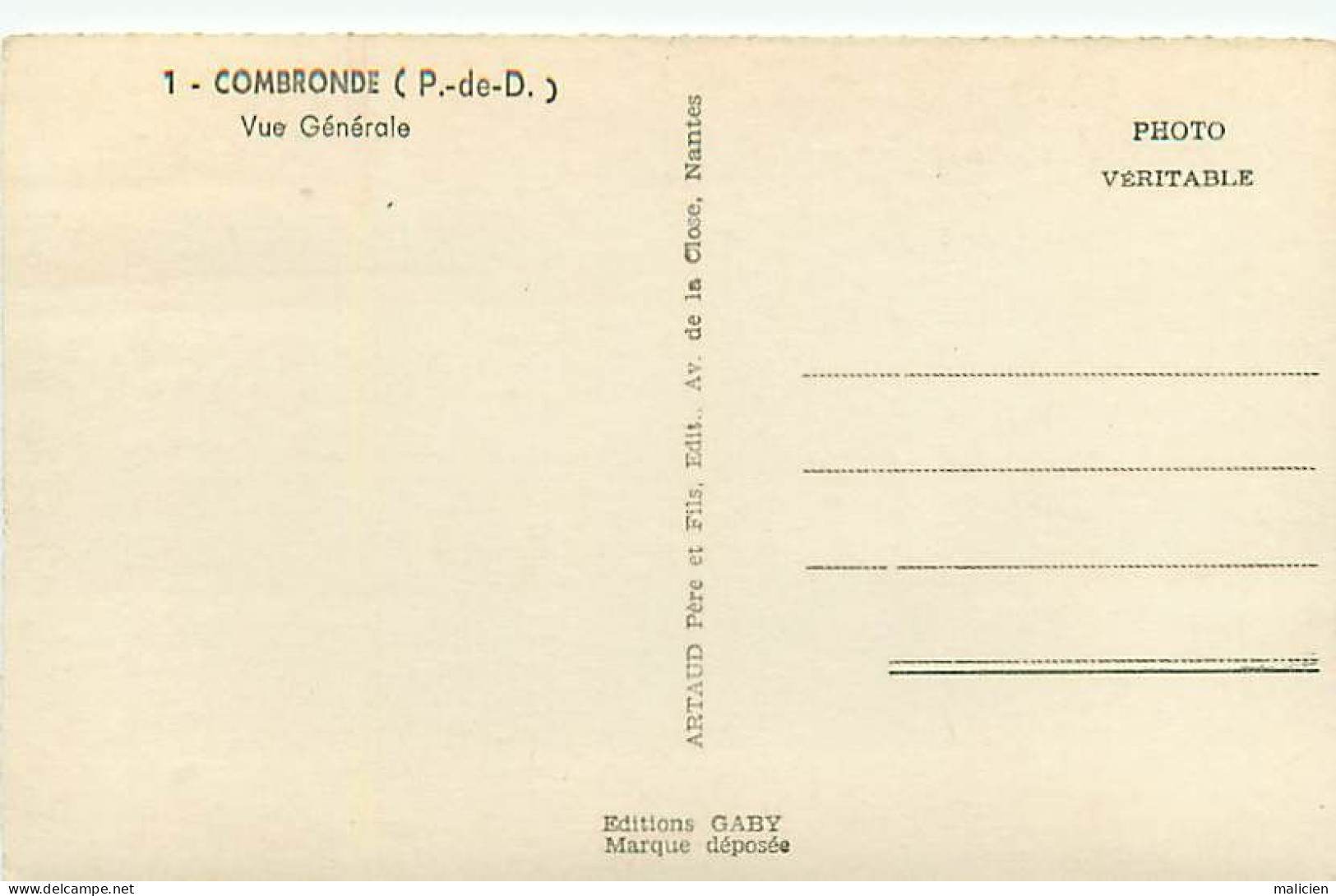 - Puy De Dôme -ref-B873- Combronde - Vue Generale - Edit. Gaby - N° 1 - - Combronde
