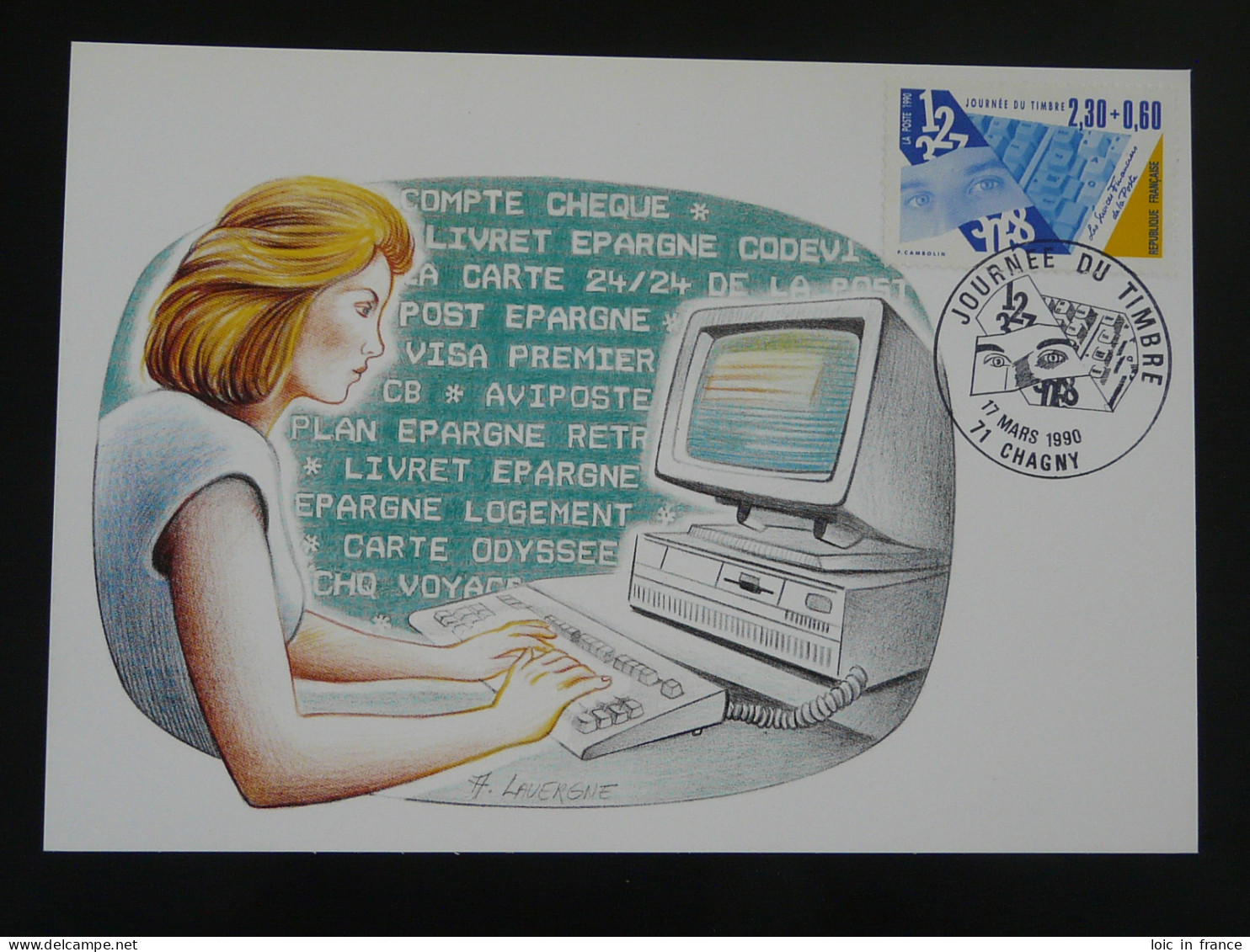 Carte Maximum Card Ordinateur Computer Journée Du Timbre Chagny 71 Saone Et Loire 1990 - Computers