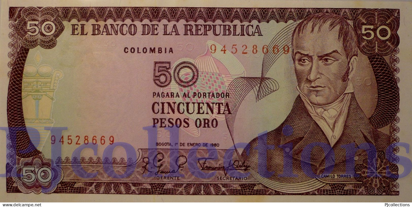 COLOMBIA 50 PESOS ORO 1980 PICK 422a UNC - Colombia