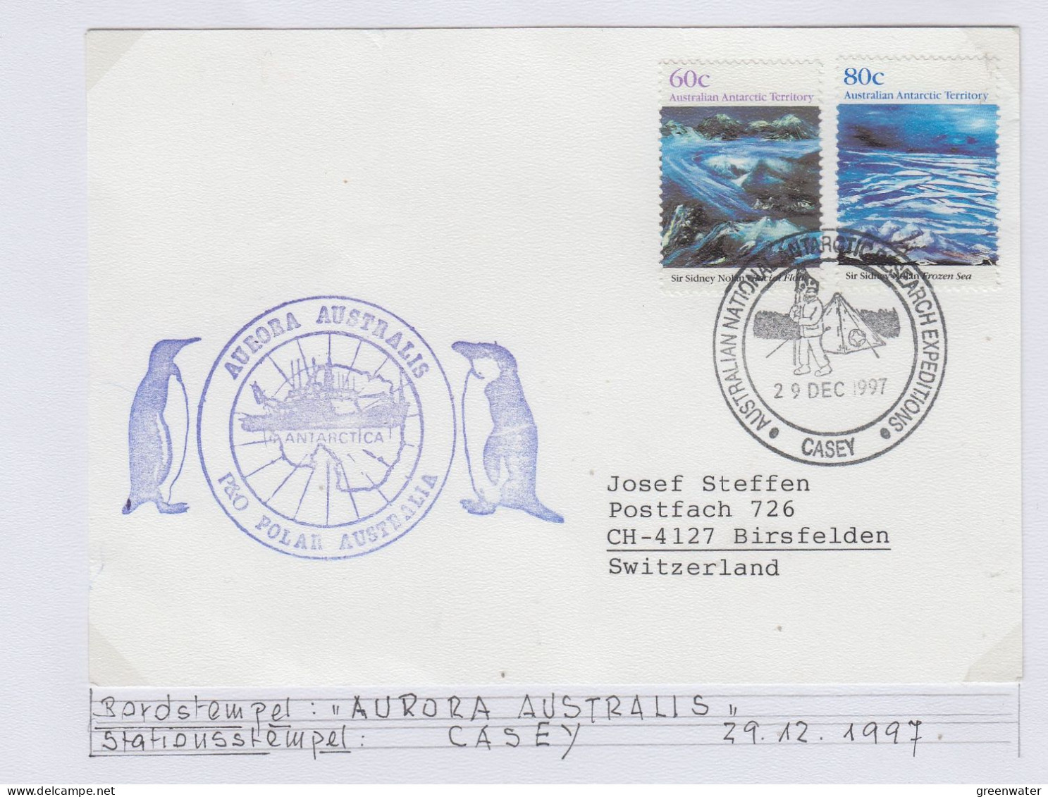 AAT Aurora Australis Ca Casey 29 DEC 1997 (AS177B) - Cartas & Documentos